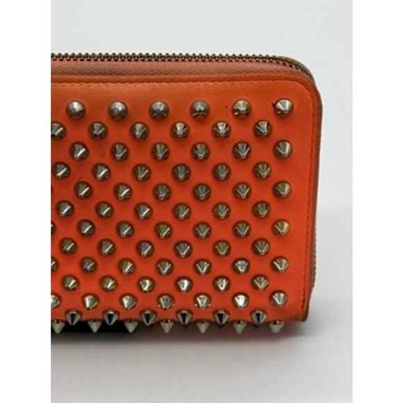 CHRISTIAN LOUBOUTIN‎ Empire Panettone Spiked Zip Around Wallet Orange - Picture 3 of 16
